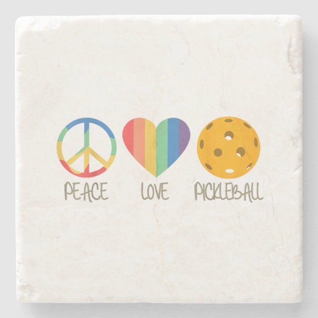 Porta-copo De Pedra Pickleball de Paz e Amor (Frente)