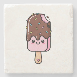 Porta-copo De Pedra Picolé Sorridente Fofo Kawaii