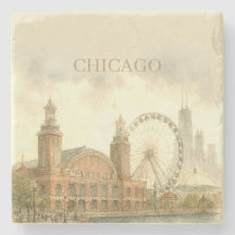 Pier de Chicago Personalizado Aquarela Ponto de Re