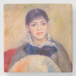 Porta-copo De Pedra Pierre-Auguste Renoir - Menina com um Leque
