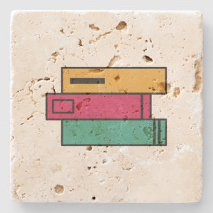 Porta-copo De Pedra pilha de livros