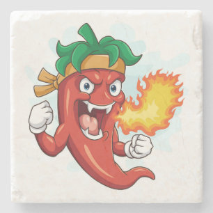 Porta-copo De Pedra Pimenta-De-Pimenta-Quente-De-Cartoon Ultra-Vermelh