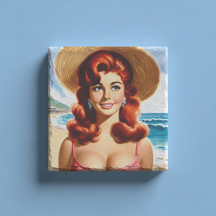 Porta-copo De Pedra Pin-up de Verão Vintage