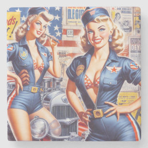 Porta-copo De Pedra Pin-up Mecânico Retroativo