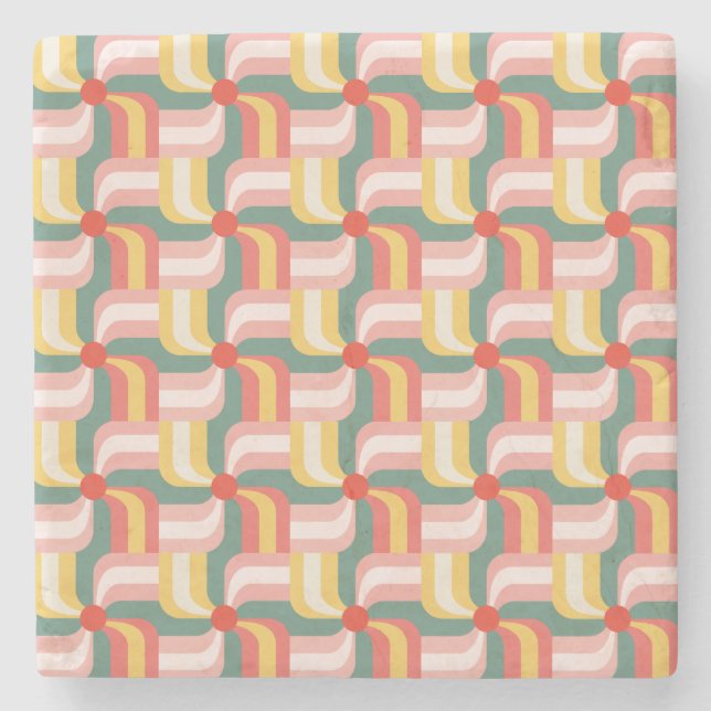 Porta-copo De Pedra Pinagens geométricas Abstrato coloridas (Frente)