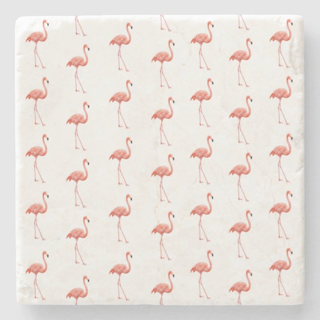 Porta-copo De Pedra Pink Flamingo Patterno Feminino (Frente)