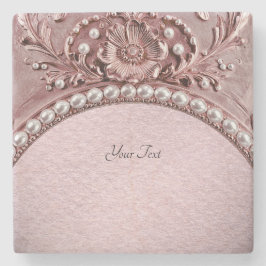 Porta-copo De Pedra Pink Flower Stone Coaster