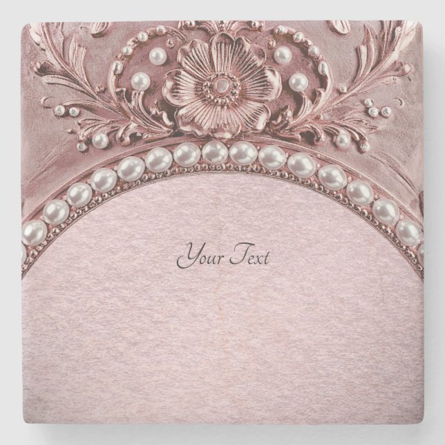 Porta-copo De Pedra Pink Flower Stone Coaster (Frente)
