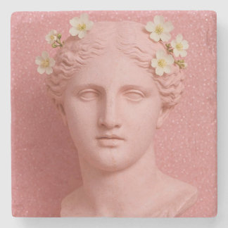 Porta-copo De Pedra Pink Greek Coasters.