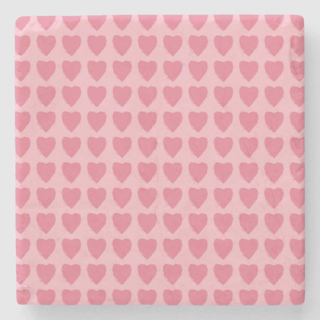 Porta-copo De Pedra Pink Hearts Seamless Pattern (Frente)