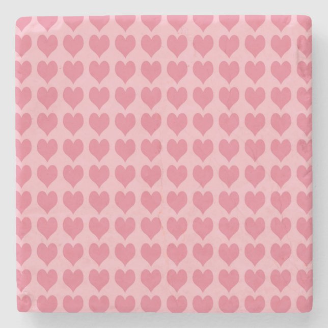 Porta-copo De Pedra Pink Hearts Seamless Pattern (Frente)