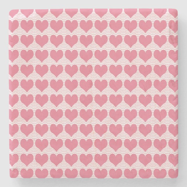 Porta-copo De Pedra Pink Hearts Seamless Pattern (Frente)