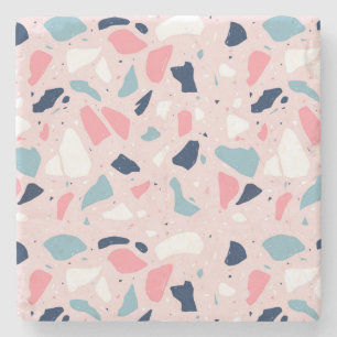 Porta-copo De Pedra Pink Terrazzo Pattern