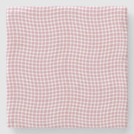 Porta-copo De Pedra Pink White Plaid Checker Seamless Pattern