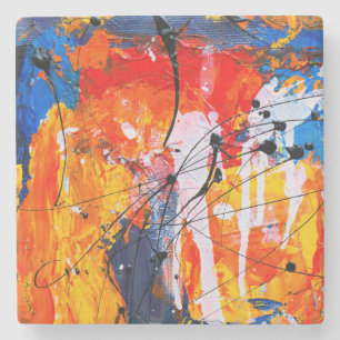 Porta-copo De Pedra Pintura a óleo de Abstrato de arte colorida