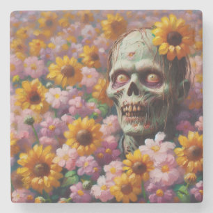 Porta-copo De Pedra Pintura a óleo de Zombie no Dia das Bruxas de Flor