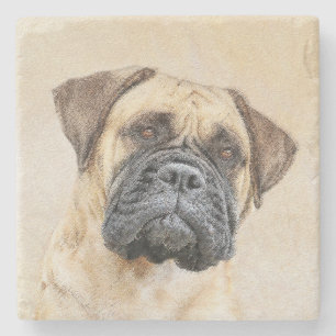 Porta-copo De Pedra Pintura Bullmastiff - Arte Cachorra Original