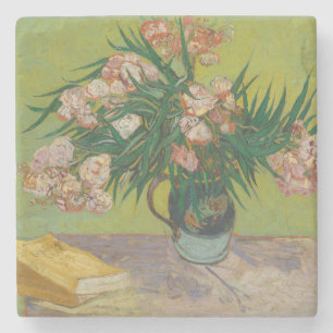 Porta-copo De Pedra Pintura da flor de oleandro de Vincent Van Gogh