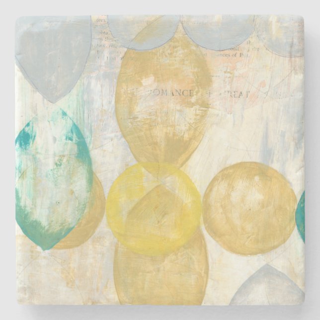 Porta-copo De Pedra Pintura de Abstrato moderno em Newsprint (Frente)