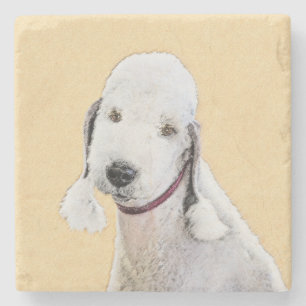Porta-copo De Pedra Pintura de Bedlington Terrier - Arte de Cachorro O