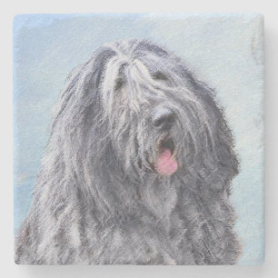 Porta-copo De Pedra Pintura de Bergamasco para Sheepdog - Cão Origina