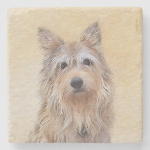 Porta-copo De Pedra Pintura de Berger Picard - Arte de Cão Original B