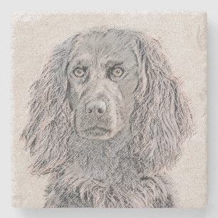 Porta-copo De Pedra Pintura de Boykin Spaniel - Arte de Cachorro Origi