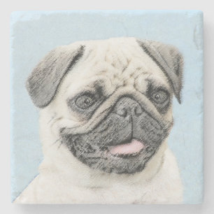 Porta-copo De Pedra Pintura de Cachorro - Arte de Cachorro Original