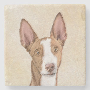 Porta-copo De Pedra Pintura de Cachorro Ibizan - Arte Cachorra Origina