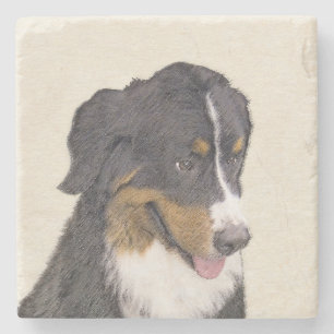 Porta-copo De Pedra Pintura De Cão Da Montanha Bernese - Arte Original