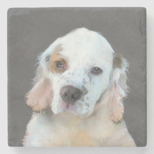 Porta-copo De Pedra Pintura de Espanhol Clumber - Arte de Cachorro Ori