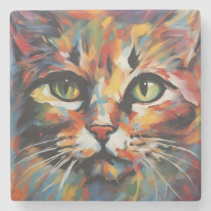 Porta-copo De Pedra Pintura de Gatos