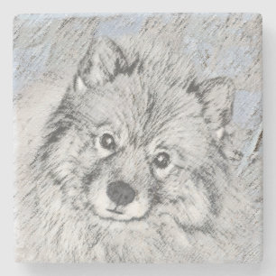 Porta-copo De Pedra Pintura de Keeshond Beth - Arte de Cachorro Origin