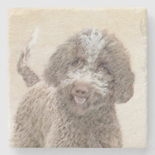 Porta-copo De Pedra Pintura De Lagotto Romagnolo - Arte De Cão Origin
