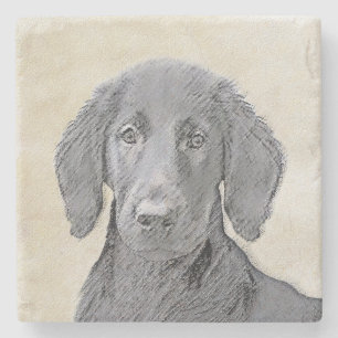 Porta-copo De Pedra Pintura De Retriever Revestida Plana - Arte De Cã