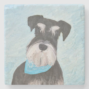 Porta-copo De Pedra Pintura de Schnauzer (Miniatura) - Cachorro Origin