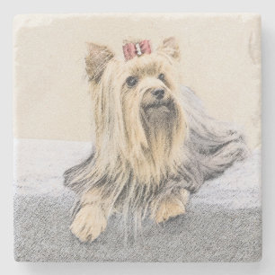 Porta-copo De Pedra Pintura de Yorkshire Terrier - Arte de Cachorro Or