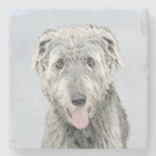 Porta-copo De Pedra Pintura do Irish Wolfhound - Arte Original de Cach