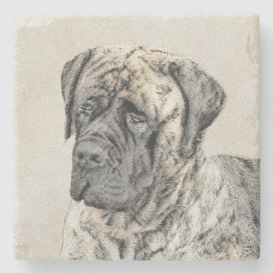 Porta-copo De Pedra Pintura do Mastiff Inglês (Brindle) - Arte Canina