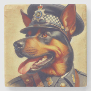 Porta-copo De Pedra Pintura do Rottweiler Retro