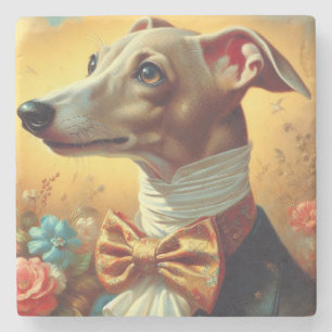 Porta-copo De Pedra Pintura em Cão de Greyhound Italiano