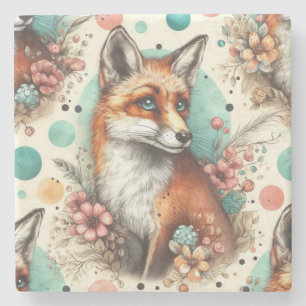 Porta-copo De Pedra Pintura em Forma de Cinto Vintage Watercolo Fox