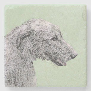 Porta-copo De Pedra Pintura em Wolfhound Irlandês - Arte em Cachorro O