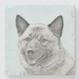 Porta-copo De Pedra Pintura Norueguesa de Elkhound - Arte Original de 