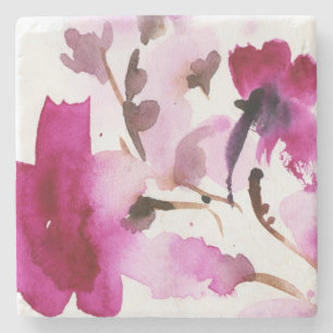 Porta-copo De Pedra Pinturas florais abstratas 4 da aguarela