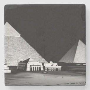 Porta-copo De Pedra Pirâmides Preto e Branco
