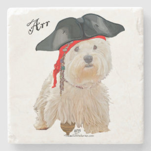 Porta-copo De Pedra Pirate Westie