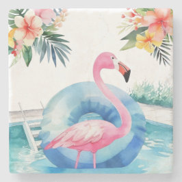 Porta-copo De Pedra Piscina de Verão Flamingo
