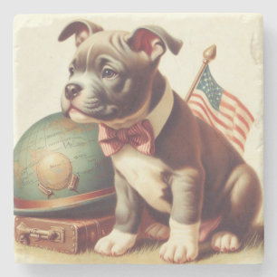 Porta-copo De Pedra Pit Bull Terrier Painting