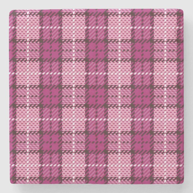 Porta-copo De Pedra Pixel Plaid_Magenta-Black (Frente)